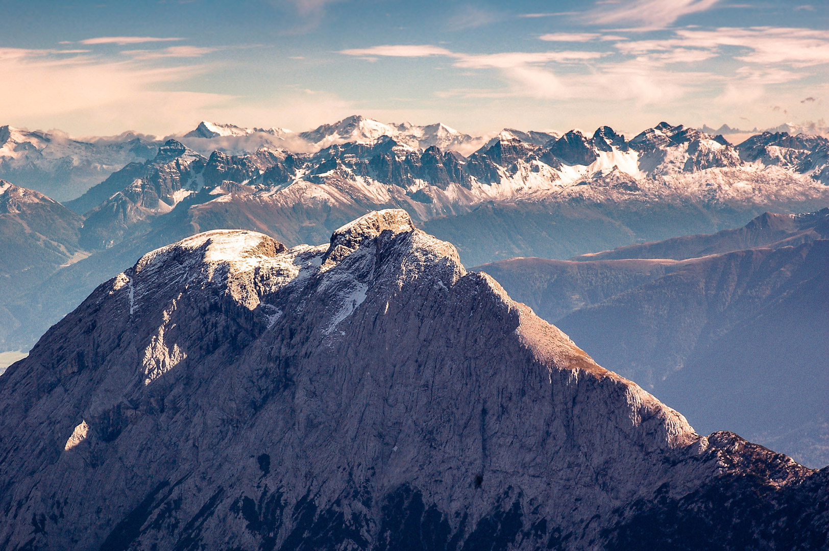 Blick vom Gipfel der Zugspitze