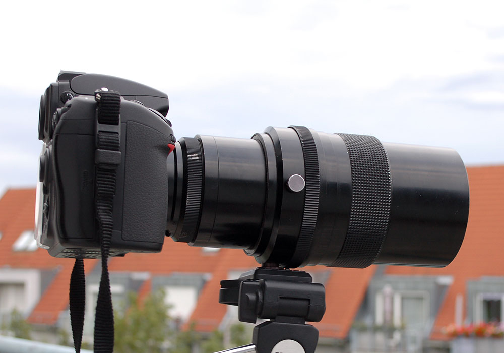 Nikon D700 mit 300mm Zeiss für Pentacon Six