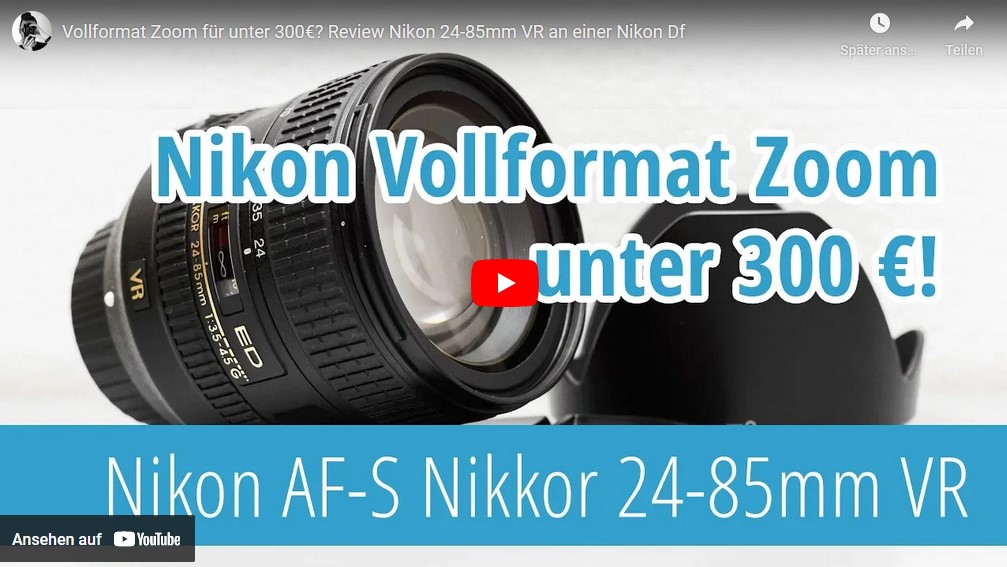 Video-Erfahrungsbericht zum Nikon AF-S Nikkor 24-85mm f/3.5-4.5 G ED VR bei YouTube