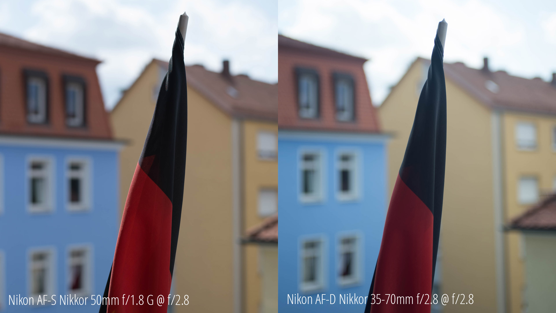 Vergleich Nikon AF-S Nikkor 50mm f/1.8 G und Nikon AF Nikkor 35-70mm f/2.8 D jeweils bei f/2.8